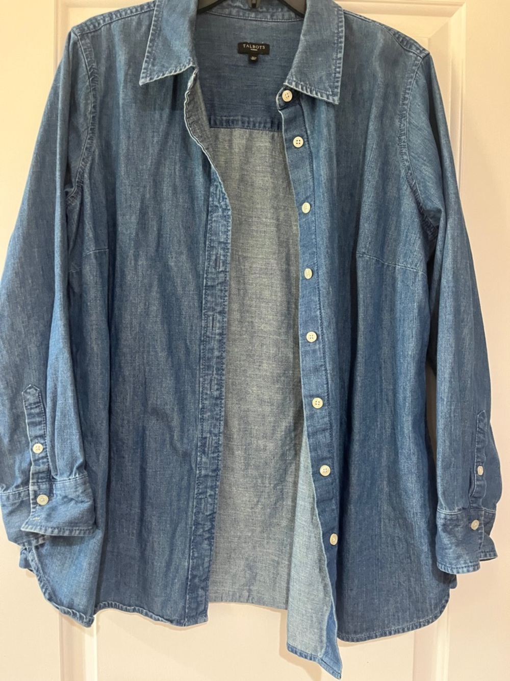 Talbots Chambray Button-Up Shirt - Light Blue